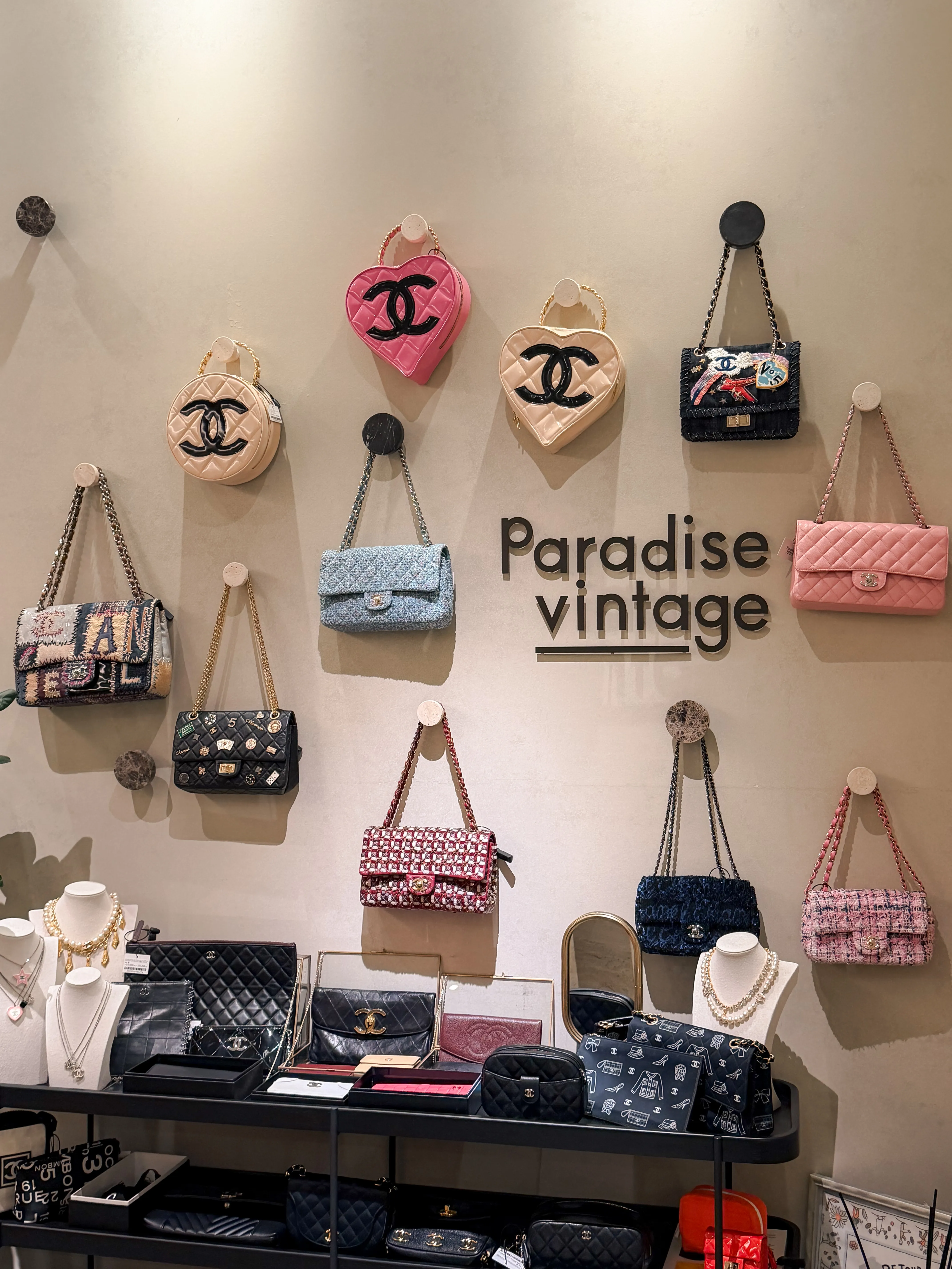 Chanel heart and tweed bags at Paradise Vintage