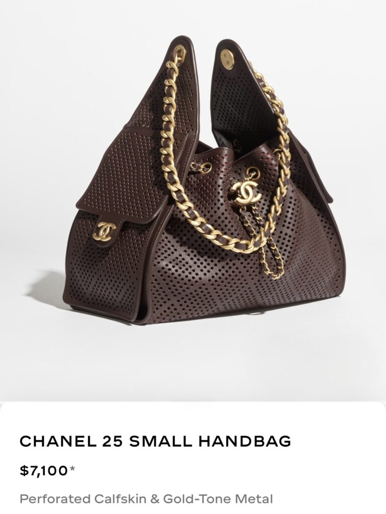 Chanel 25 bag small perforated calfskin dark brown